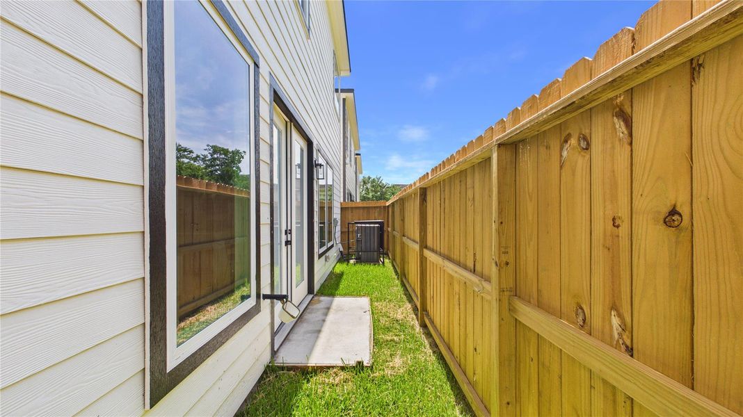 Privately fenced backyard