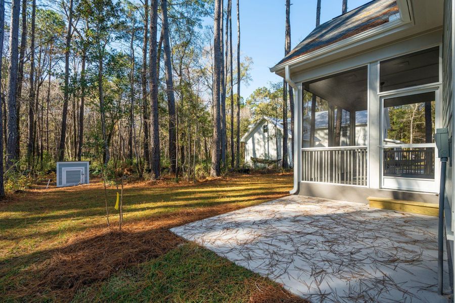 Exterior details and patio area of a home in , Awendaw (Image 41).