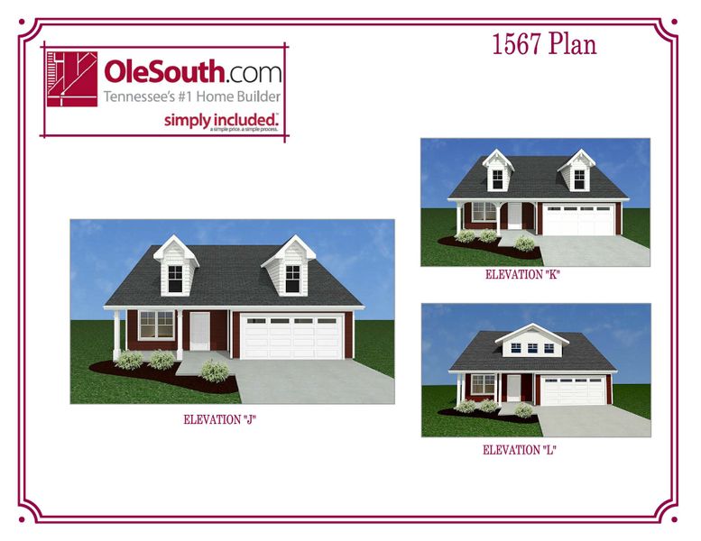 Representative exterior photo of a completed home built from the 1567 Elevation JKL by Ole South in Hobson Park, Nashville, TN (Image 1).