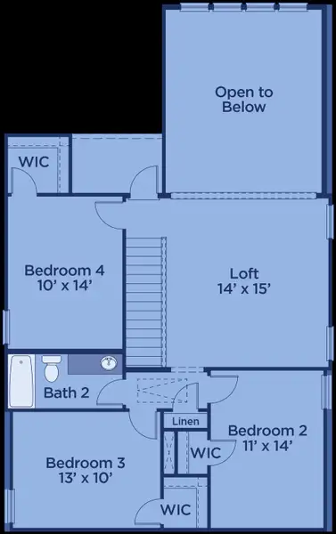 2D floor plan layout for the The Tucker by UnionMain Homes in Reunion, Rhome, TX (Image 5).