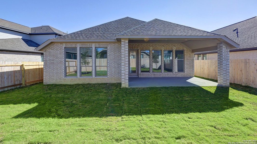 Exterior details and patio area of a home in Kallison Ranch 50', San Antonio (Image 3). Exterior details and patio area of a home in Kallison Ranch 50', San Antonio (Image 3).