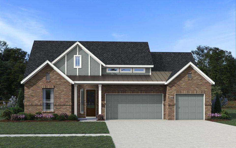 Representative exterior photo of a completed home built from the Sydney 60/65’s by Chesmar Homes in Prominence – Now Selling, San Antonio, TX (Image 8).