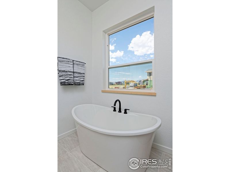 Primary bathroom freestanding bathtub