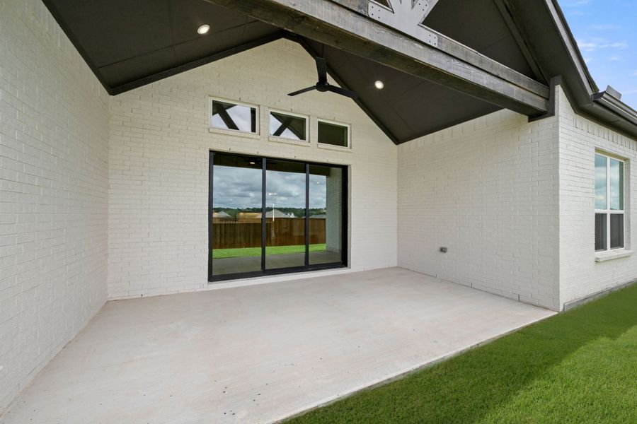 Exterior details and patio area of a home in Rio Vista at Kelly Ranch, Aledo (Image 24). Exterior details and patio area of a home in Rio Vista at Kelly Ranch, Aledo (Image 24).