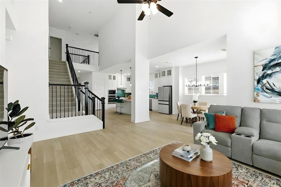 Furnished interior view inside a new home in Pecan Square - Gardens, Northlake (Image 13). Furnished interior view inside a new home in Pecan Square - Gardens, Northlake (Image 13).