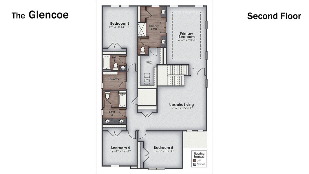 2D floor plan layout for the Glencoe by D.R. Horton in The Grove at Blake Farm, Wilmington, NC (Image 4). 2D floor plan layout for the Glencoe by D.R. Horton in The Grove at Blake Farm, Wilmington, NC (Image 4).