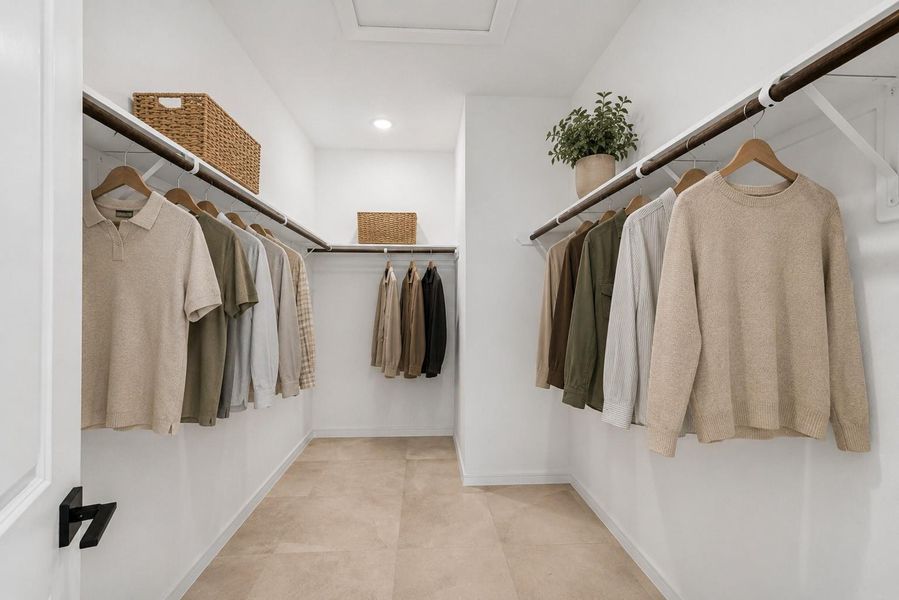 Primary walk-in closet (*Photo not of actual home and used for illustration purposes only.) Primary walk-in closet (*Photo not of actual home and used for illustration purposes only.)