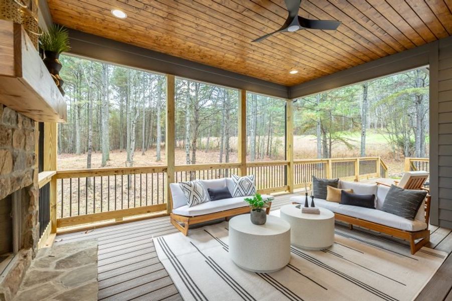 Exterior details and patio area of a home in River Gorge Ranch, Guild (Image 54).