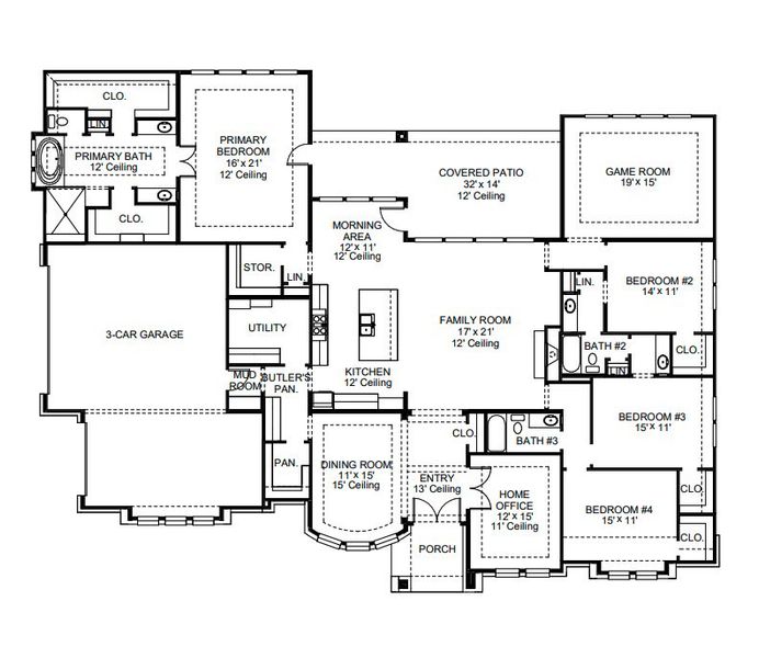 2D floor plan layout for the 3494S by Perry Homes in George's Ranch Acre, Boerne, TX (Image 4). 2D floor plan layout for the 3494S by Perry Homes in George's Ranch Acre, Boerne, TX (Image 4).
