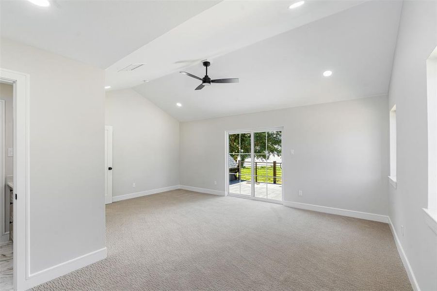 Walk-out terrace with lake views. King bed + sitting area or multiple bunks Walk-out terrace with lake views. King bed + sitting area or multiple bunks