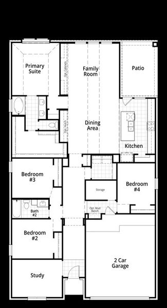 2D floor plan layout for the Matisse by Highland Homes in Lariat, Liberty Hill, TX (Image 8).