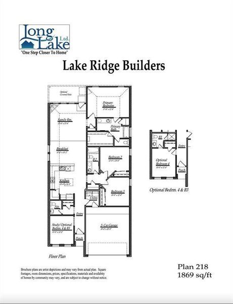 Plan 218 features 4 bedrooms, 3 full baths,  and over 1,800 square feet of living space.