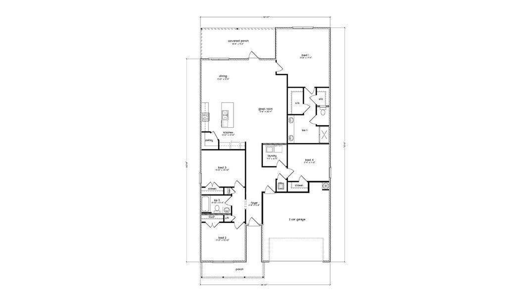 2D floor plan layout for the Ryder by D.R. Horton in Ashton Park Phase III, Freeport, FL (Image 5).