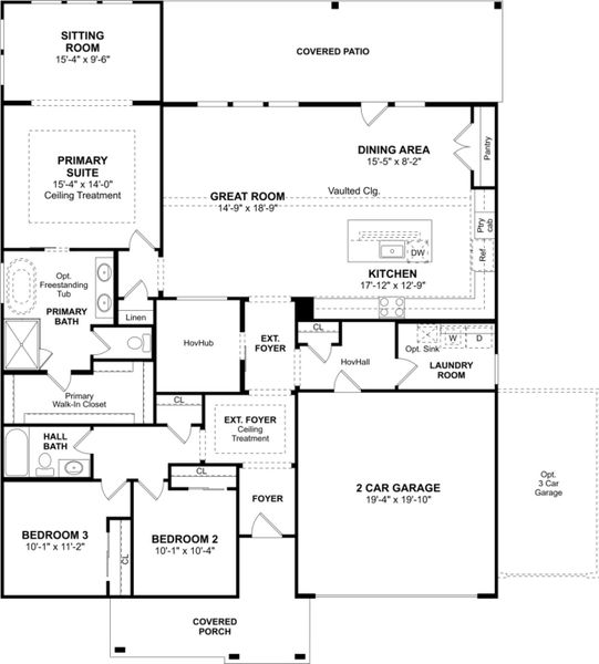 2D floor plan layout for the Aberdeen II by K. Hovnanian® Homes in River Ranch Estates, Dayton, TX (Image 3).