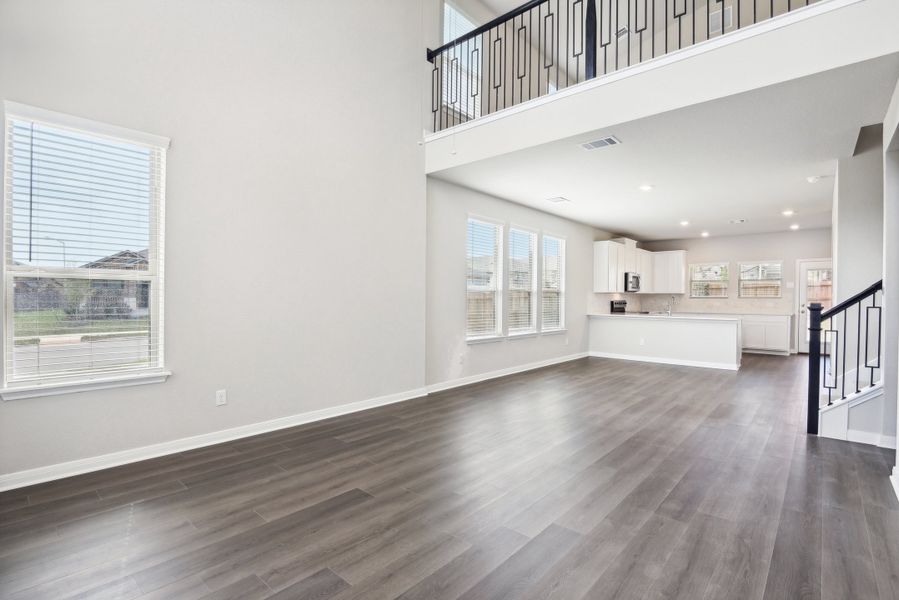 Living room in the Medina floorplan at a Meritage Homes community.