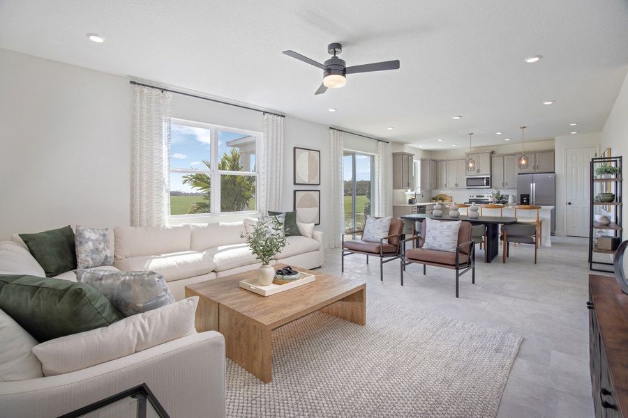 Representative furnished interior of a home built from the Plan 2566 Modeled by KB Home in Pepper Grove II, Palmetto (Image 5). Representative furnished interior of a home built from the Plan 2566 Modeled by KB Home in Pepper Grove II, Palmetto (Image 5).