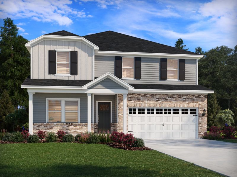 Front exterior of a new home in Cadence Meadows, Zebulon, NC, highlighting curb appeal (Image 22).