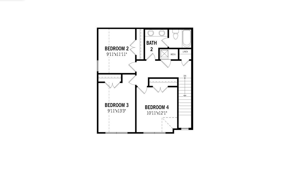 2D floor plan layout for the Granbury by Mattamy Homes in Bridges at Preston Crossings, Gunter, TX (Image 4).