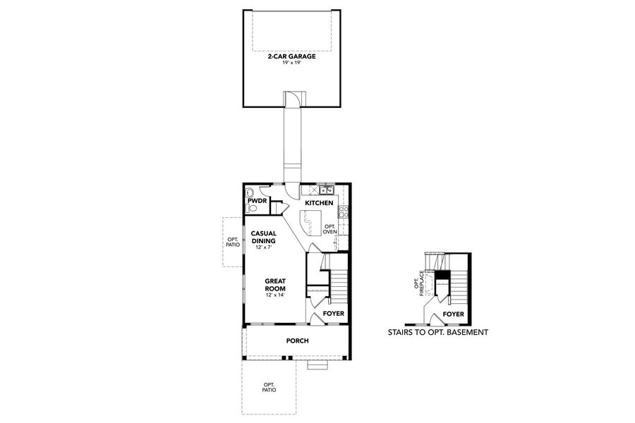 2D floor plan layout for the Lafayette 3 by Brightland Homes in Westerly - Townhomes, Erie, CO (Image 4).