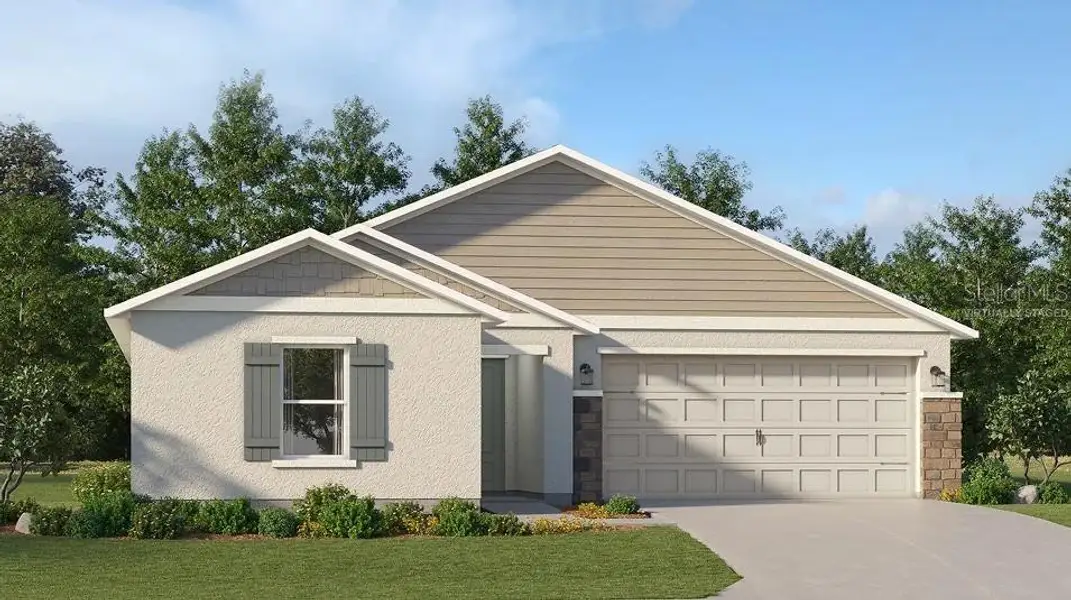 Front exterior of a new home in Wynnstone, Davenport, FL, highlighting curb appeal (Image 1). Front exterior of a new home in Wynnstone, Davenport, FL, highlighting curb appeal (Image 1).