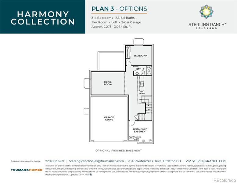 2D floor plan layout of this home in Harmony at Sterling Ranch, Littleton, CO (Image 4).
