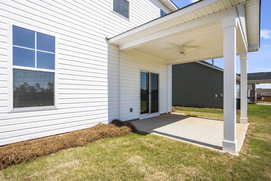 Exterior details and patio area of a home in Providence Station at Trolley Run, Aiken (Image 23).