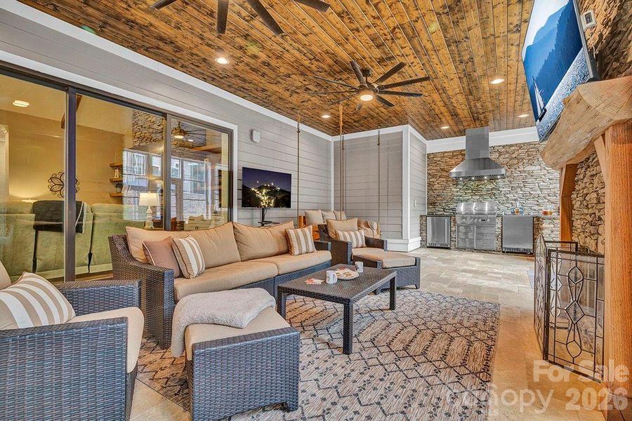 All Season Room--indoor/outdoor living at its best; opens to the pool courtyard & offers a Coyote Cooking/grilling station