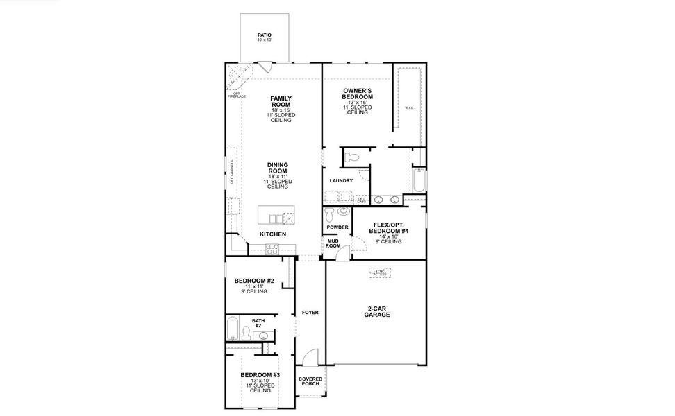 2D floor plan layout for the Clary - Reserve Series by M/I Homes in LaPrelle, Haslet, TX (Image 3).
