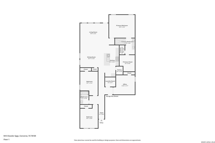2D floor plan layout of this home in Hightop Ridge, Converse, TX (Image 3).