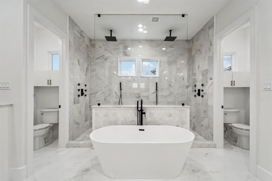 MASTER BATH WITH HIS AND HERS PRIVATE TOILETS