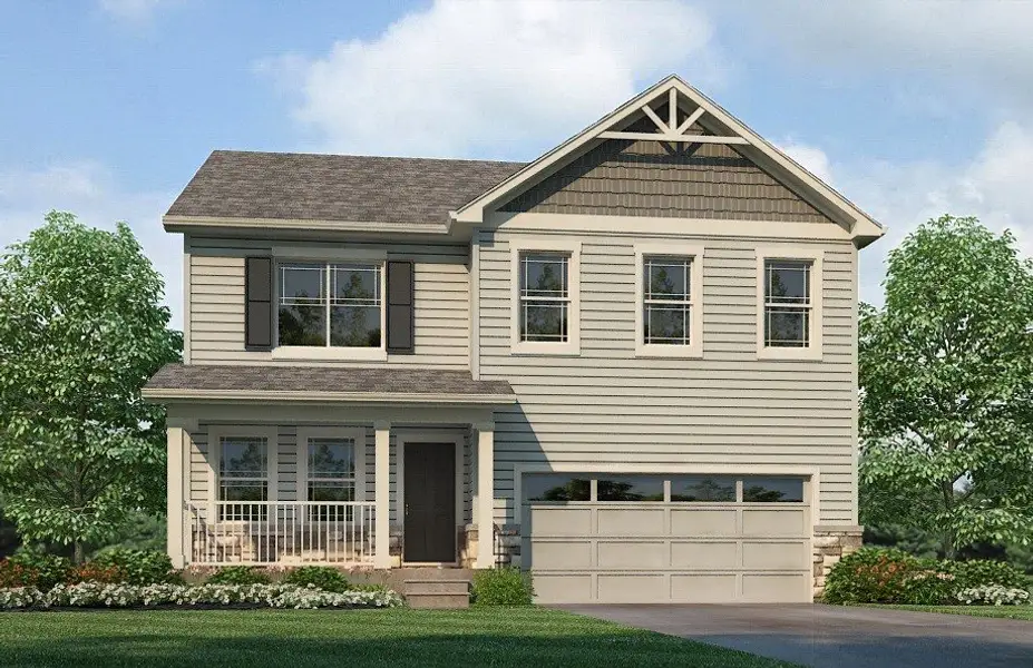 Front exterior of a new home in Trails at Crowfoot, Parker, CO, highlighting curb appeal (Image 2). Front exterior of a new home in Trails at Crowfoot, Parker, CO, highlighting curb appeal (Image 2).