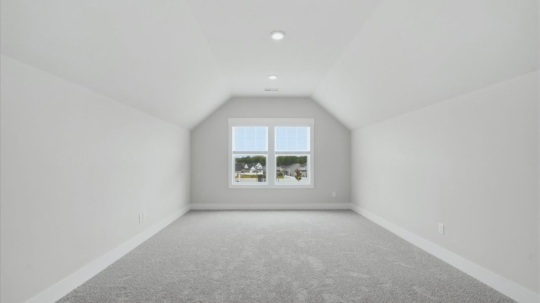Functional bonus room with tasteful carpet floors and exceptional natural light in a modern home