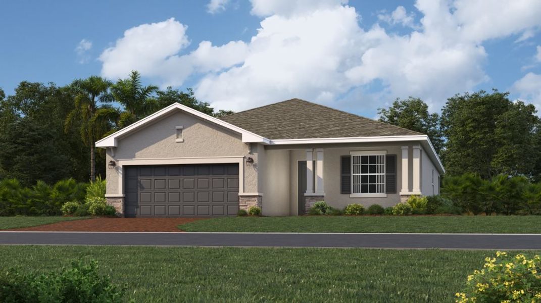 Front exterior of a home in the Brightwater Lagoon: Executive Homes community, located in North Fort Myers, FL (Image 4).