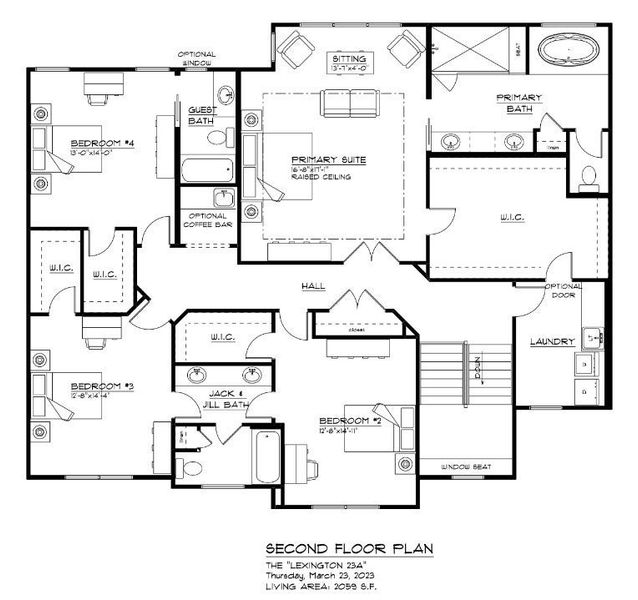 2D floor plan layout for the The Lexington by Forbes Capretto Homes in Birdsong Estates, Orchard Park, NY (Image 6).