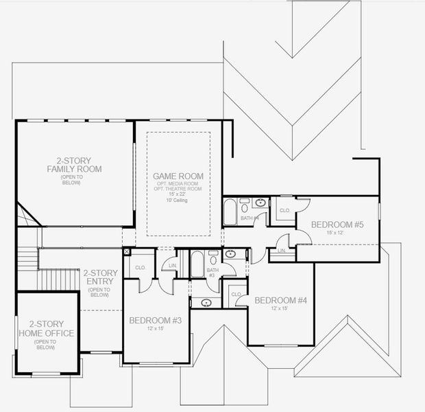 2D floor plan layout for the 4134A by Perry Homes in Thornebrook 1 Acre, Bulverde, TX (Image 3). 2D floor plan layout for the 4134A by Perry Homes in Thornebrook 1 Acre, Bulverde, TX (Image 3).