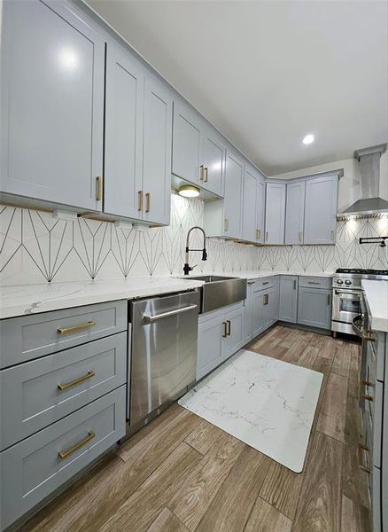 Another kitchen view with soft-close drawer lots of cabinet and prep space.