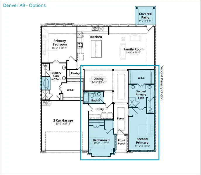 2D floor plan layout for the Denver by John Houston Homes in The Retreat, Waxahachie, TX (Image 2). 2D floor plan layout for the Denver by John Houston Homes in The Retreat, Waxahachie, TX (Image 2).