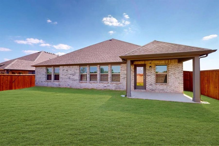 Exterior details and patio area of a home in The Preserve, Justin (Image 3). Exterior details and patio area of a home in The Preserve, Justin (Image 3).