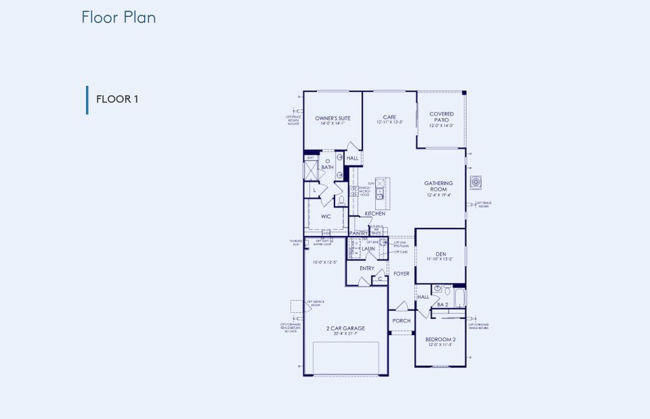 2D floor plan layout of this home in Sun City Anthem at Merrill Ranch, Florence, AZ (Image 4).
