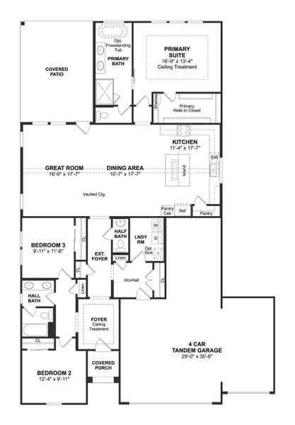 2D floor plan layout for the Tacoma by K. Hovnanian® Homes in Cane Crossing Estates, Sealy, TX (Image 3). 2D floor plan layout for the Tacoma by K. Hovnanian® Homes in Cane Crossing Estates, Sealy, TX (Image 3).