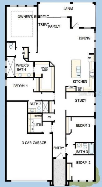 2D floor plan layout of this home in Emerald Landing at Waterside at Lakewood Ranch – Lake Series, Sarasota, FL (Image 2).