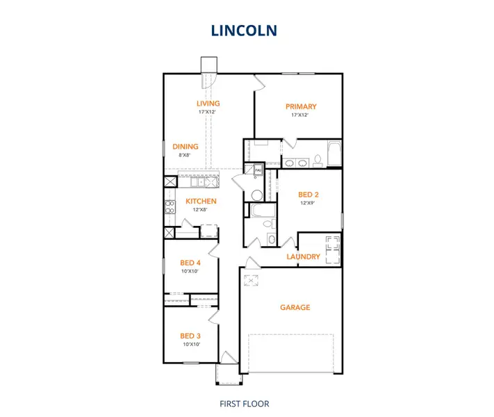 2D floor plan layout of this home in Meadows of Chandler, Chandler, TX (Image 3).