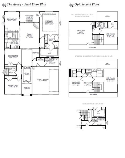 2D floor plan layout for the Avery by Eastwood Homes in Weddington, Benson, NC (Image 3).