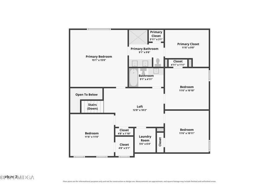 2D floor plan layout of this home in Robins Estates, Warner Robins, GA (Image 3).