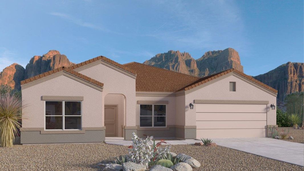 Representative exterior photo of a completed home built from the Pearl by D.R. Horton in Saguaro Bloom, Marana, AZ (Image 23).