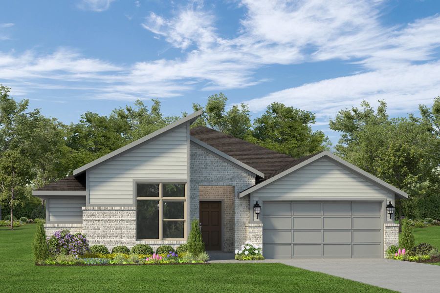 Representative exterior photo of a completed home built from the Julian by Autograph Homes in Sundance Cove - Paintbrush Collection, Crosby, TX (Image 2). Representative exterior photo of a completed home built from the Julian by Autograph Homes in Sundance Cove - Paintbrush Collection, Crosby, TX (Image 2).