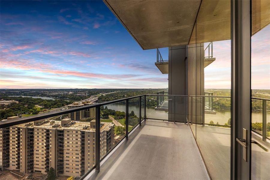 Enjoy stunning Austin sunsets from the balcony