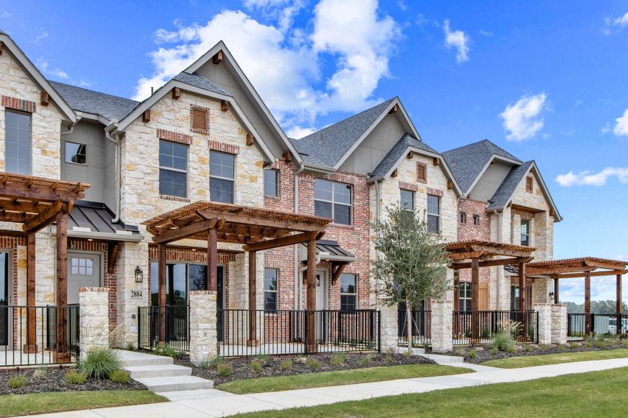 Front exterior of a new home in The Tribute, The Colony, TX, highlighting curb appeal (Image 2). Front exterior of a new home in The Tribute, The Colony, TX, highlighting curb appeal (Image 2).