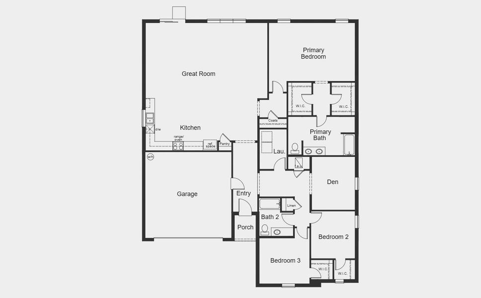 2D floor plan layout for the Plan 2342 by KB Home in Chelsea Square, Eustis, FL (Image 3). 2D floor plan layout for the Plan 2342 by KB Home in Chelsea Square, Eustis, FL (Image 3).
