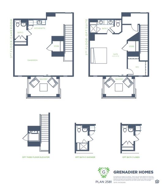 2D floor plan layout for the Muirfield 3 by Grenadier Homes in The Tribute, The Colony, TX (Image 3).